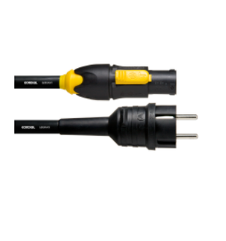 Cordial POWERCON® True1 kabel  3m powerCON True1 til Schuko støpsel 240v
