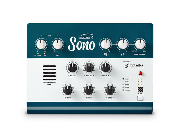 Audient Sono Lydkort og Guitar Interface lydkort med røramp og DSP kabinett m.m