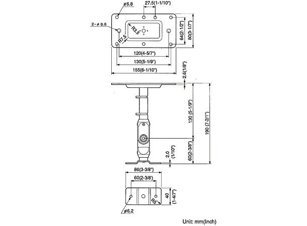YAMAHA BWS-20-190 veggbrakett Wall mount bracket MSP3 / MSP5 / HS 