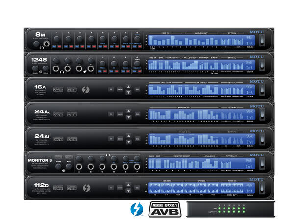 MOTU 24Ao AVB og USB2 Audio interface AVB Ethernet, USB2, 24 analoge ut