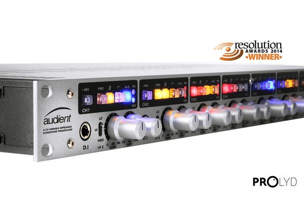 Audient ASP880, Mikrofonforsterker x 8 Micpre 8 ch høykval. m/AES og optisk ut 