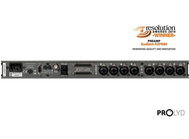 Audient ASP880, Mikrofonforsterker x 8 Micpre 8 ch høykval. m/AES og optisk ut 