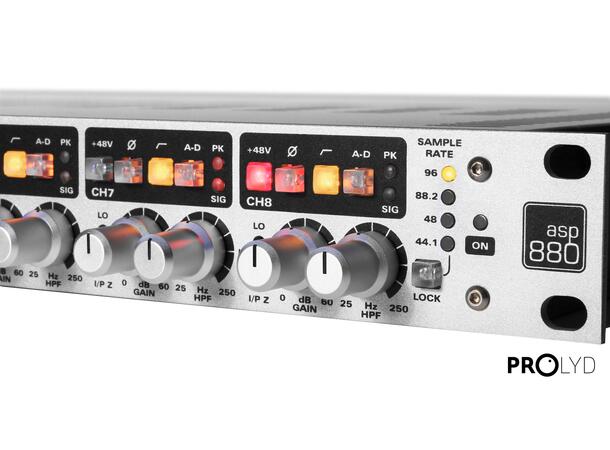 Audient ASP880, Mikrofonforsterker x 8 Micpre 8 ch høykval. m/AES og optisk ut 
