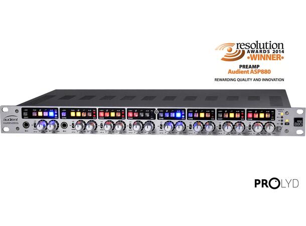 Audient ASP880, Mikrofonforsterker x 8 Micpre 8 ch høykval. m/AES og optisk ut 