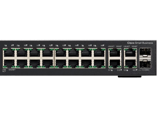Cisco SG300-20 Series Switch 16 porter L3-Styrt-18x10/100/1000 + 2 x kombo SFP
