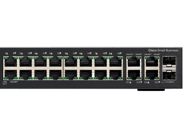 Cisco SG300-20 Series Switch 16 porter L3-Styrt-18x10/100/1000 + 2 x kombo SFP 