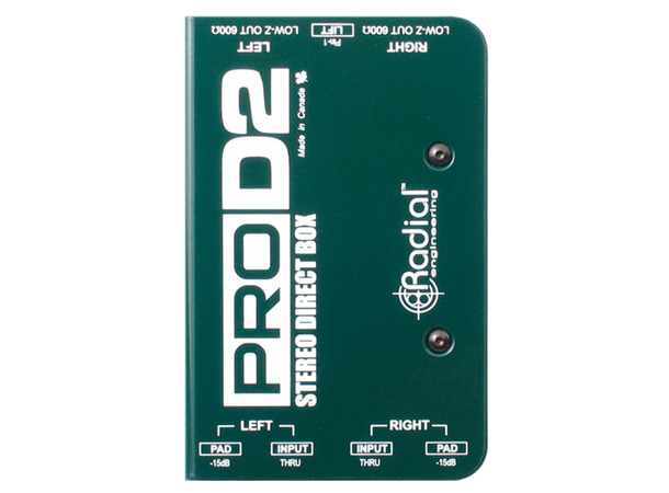 Radial Pro D2 Passive Stereo Direct Box for Live og studio lyd 