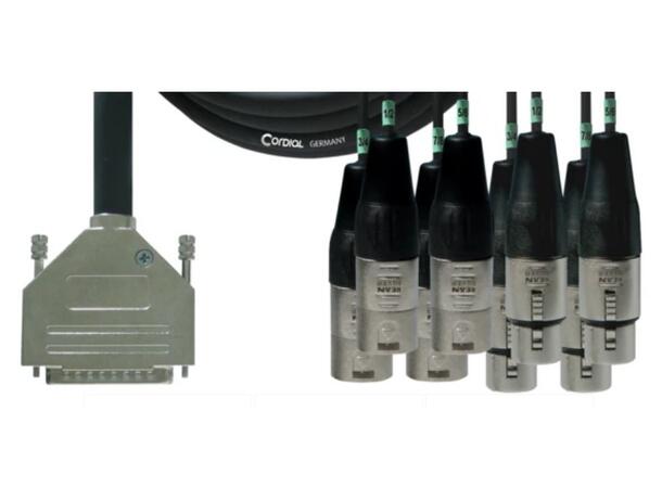 Cordial DB25-XLR AES/EBU T,  kabel 1,5m Multikabel DB 25 TASCAM pin-out- 4x4 XLR 