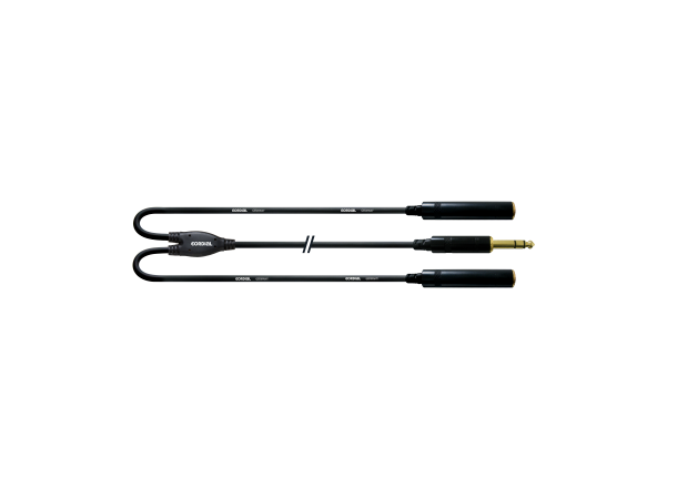 Cordial TRS Y-adapter, jack han - 2x hun INTRO 6,3mm TRS han til 2x 6,3mm hun 