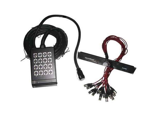 Soundking AH161 12/4-10m m/racksplit Stageboks med 12 XLR F og 4 XLR M retur 