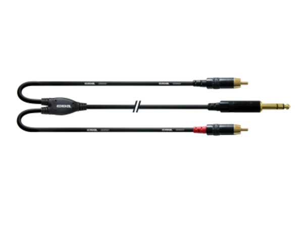Cordial TRS Y-adapter - RCA dual 1,5m Y - overgang fra stereo jack til 2 RCA 