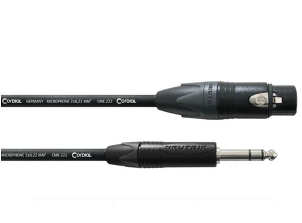 Cordial Select XLR F - stereo jack 5m Balansert XLR F - st.jack 6,3mm, NEUTRIK 