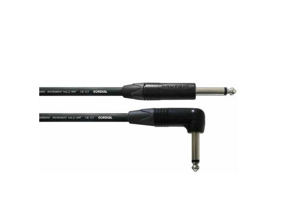 Cordial jack instrumentkabel M-M 6m SELECT kabel 1x vinkel og 1x rett jack 