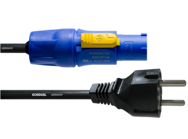 Cordial POWERCON® kabel  3m powerCON til Schuko støpsel 240v 