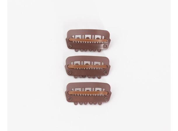 Hide-a-mic Clipz, brown Univ. hair and wig mounts, Brown 