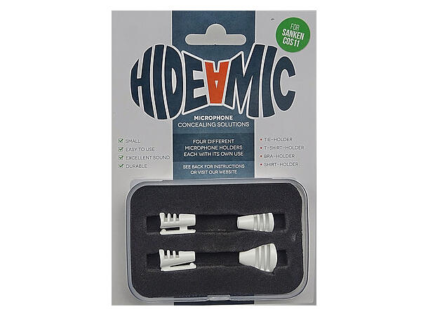 Hide-a-mic for Sanken COS11 4 different holders in case, White