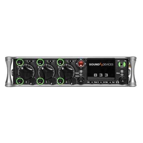 Sound Devices 833 Portable mixer-recorde 6 Mic/line preamps, 8 Channels, 12 Track