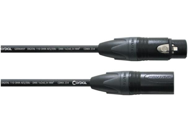Cordial XLR Kabel F-M  1m 110ohm 3-pin for DMX og AES/EBU, CDMX 234