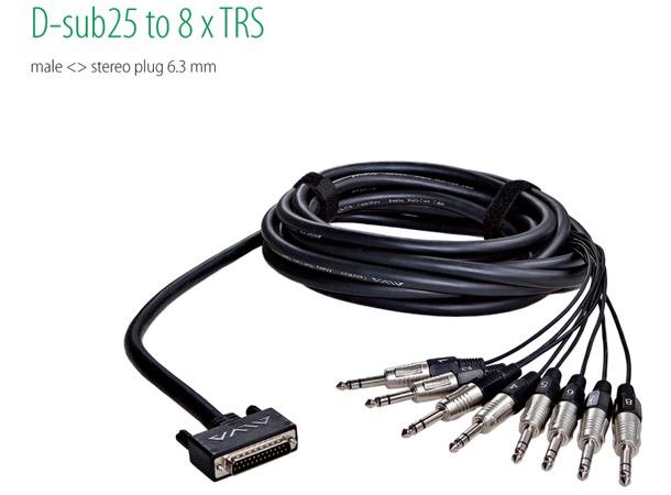 ALVA D-Sub 25 - 8x TRS 3 Meter DB25 multikabel til TRS, analog