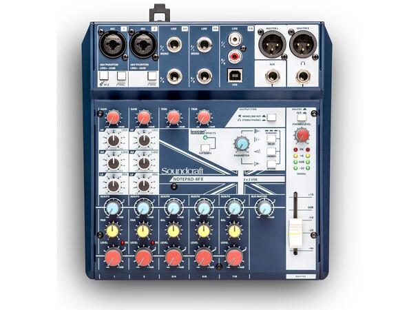 Soundcraft Notepad 8FX 2 mik + 2 stereo inn, USB, FX