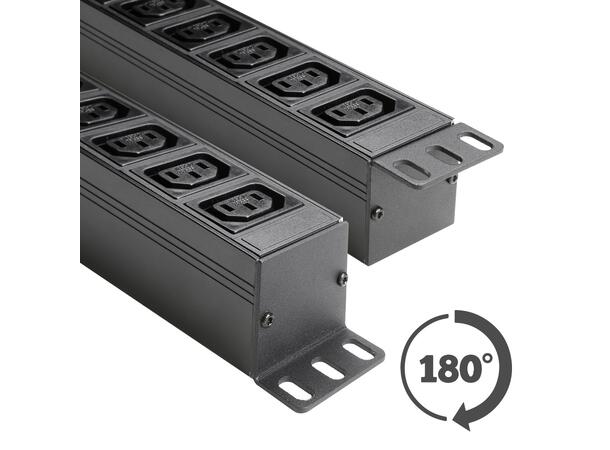 AH 19" Power Strip - 8 trepinskontakter for rackmontering