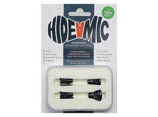 Hide-a-mic for Sanken COS11 4 different holders in case, Black