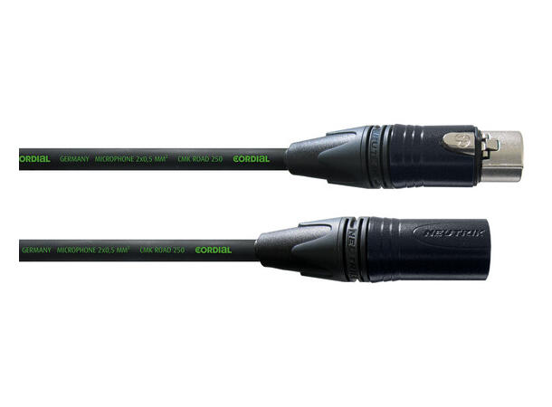 Cordial Road XLR kabel F-M 10m Høystandard, flettet, Proff Neutrik 