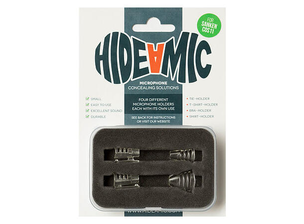 Hide-a-mic for Sanken COS11 4 different holders in case, Transparent