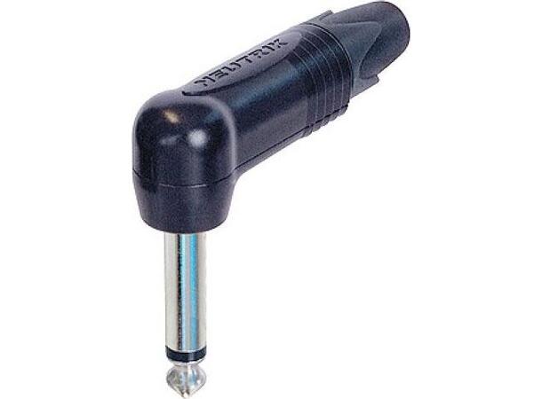 Neutrik kabel jack 2P vinkel sort 1/4" Ubalansert jack, sort 