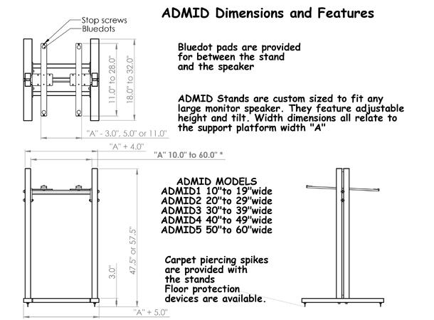 Sound Anchors ADMID1 Vertikal for ATC100 Max 46" høy/26" fot/17" topp (stk.) 
