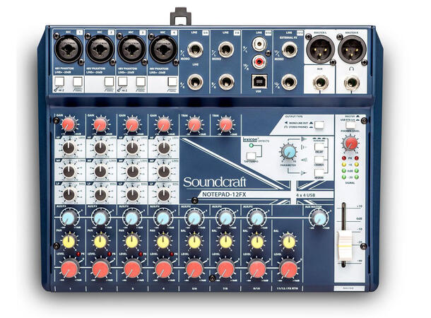 Soundcraft Notepad 12FX 4 mik + 2 stereo inn, USB, FX 