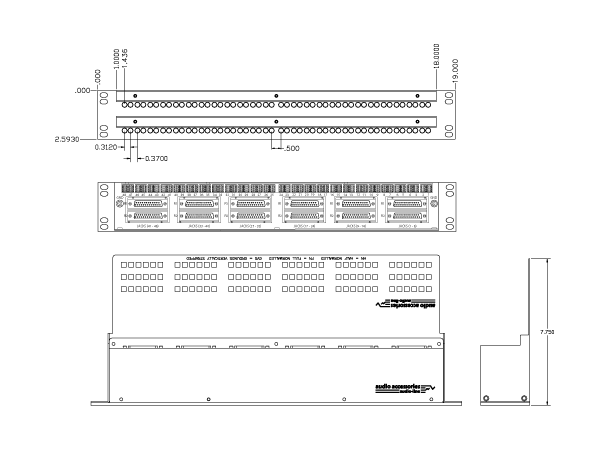 A.A DB25 Shorti Audio Patchbay 2x48x1,5RU bantam patch/DB25/switching