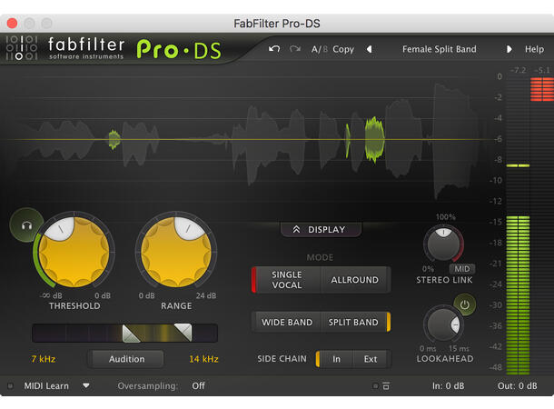 Fabfilter Pro DS deesser plug-in de-essing plug-in