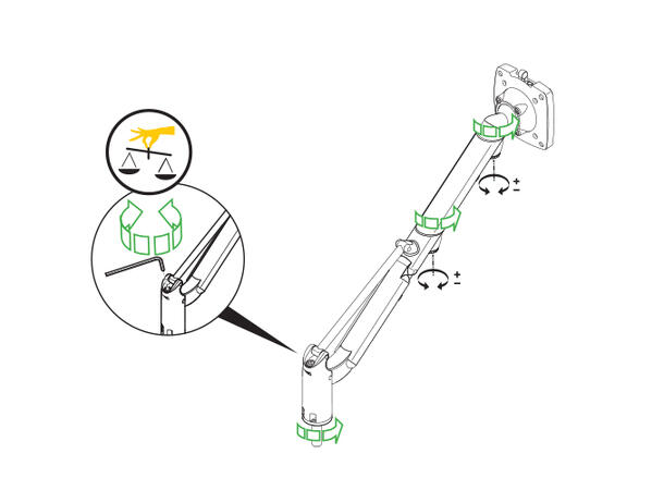 YELLOWTEC MIKA EasyLift Monitor Arm L Height Adjust 3-8kg 