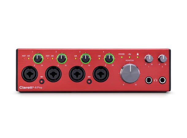 Focusrite Clarett+ 4Pre USB-lydkort, 18 inn/8 ut, 4x ISA mik-pre 