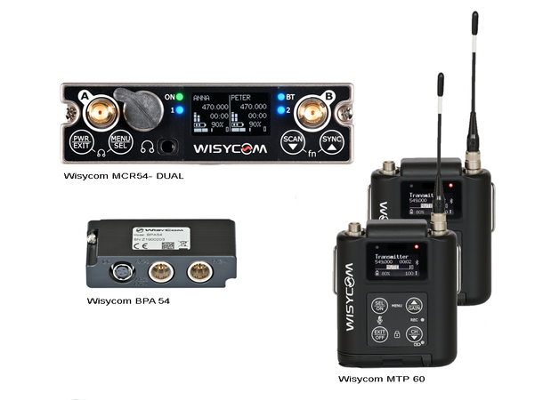 Wisycom MCR54-DUAL KIT med MTP 60 / BPA Dual true diversity Rx med 2x MTP60