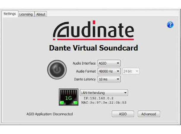 Audinate DVS Dante Virtual Soundcard DVS Token - Aktiveres på Audinate online