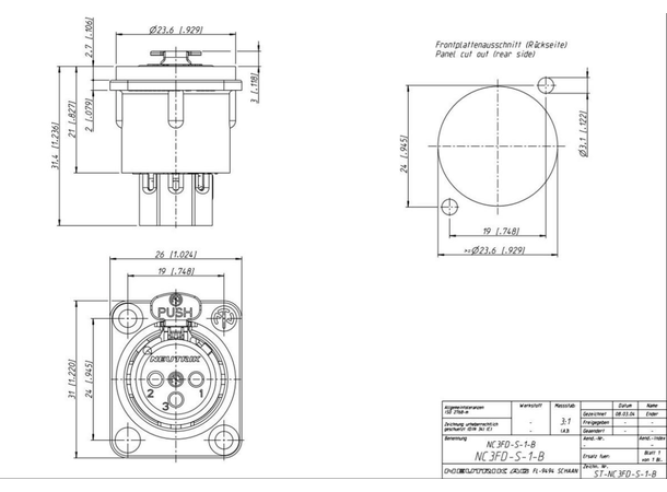 Neutrik NC3FD-L-B-1 XLR HUN Neutrik NC3FD-L-B-1 XLR HUN D-plug 