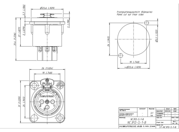 Neutrik NC3FD-L-B-1 XLR HUN Neutrik NC3FD-L-B-1 XLR HUN D-plug