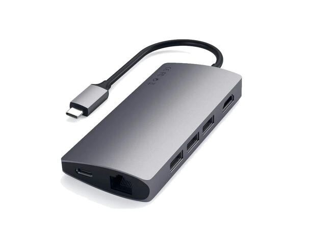 Satechi USB-C Multiport-adapter Ethernet, USB og kortleser V2-stellargrå