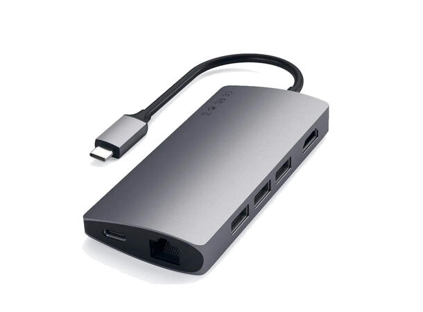 Satechi USB-C Multiport-adapter Ethernet, USB og kortleser V2-stellargrå 