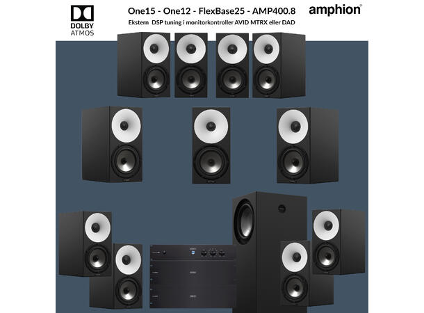 Amphion Dolby Atmos System One15- One12- FlexBase25- AMP400.8/700 