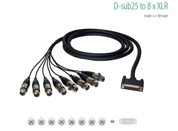ALVA D-Sub 25 - 8x XLR Female DB25 multikabel XLR hun, analog 
