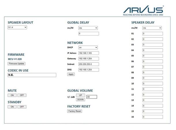 Arvus H1-D Dolby Atmos Decoder DANTE Opp til 16 kan.fra HDMI til DANTE/AES67 