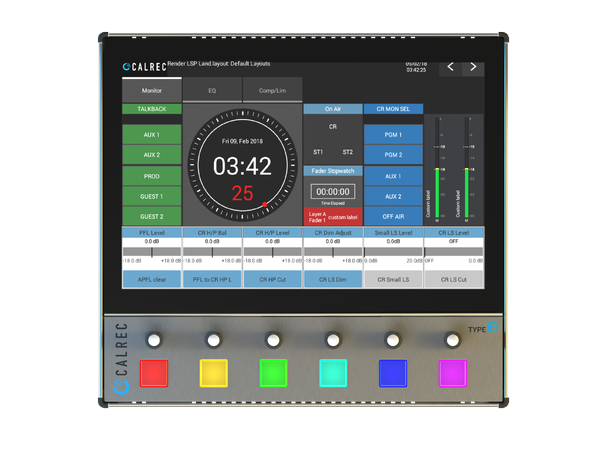 Calrec Type R Large Soft Panel Touch-controllable via the TFT display 