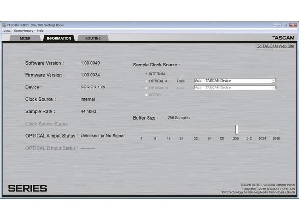 Tascam SERIES 102I USB Audio/MIDI Interface With DSP Mixer 