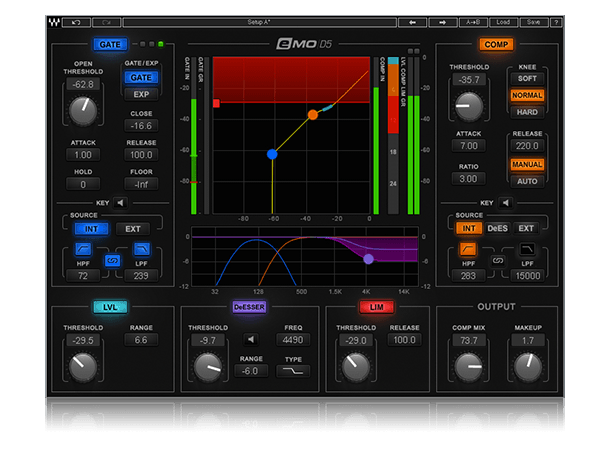 Waves Live eMotion LV1 16 St full dyn D5 comp, gate, expd, levlr, lim, deesser