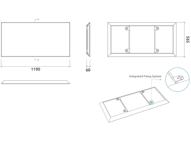 Artnovion Sparta Absorber Merrick Pakke med 4 paneler, 1190x595x60mm, grå 