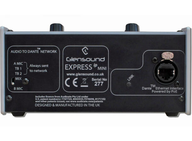Glensound EXPRESS ip MINI Compact 2 User Dante Commentary Unit 