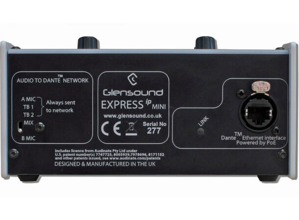 Glensound EXPRESS ip MINI Compact 2 User Dante Commentary Unit